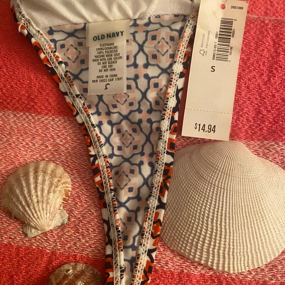 Old Navy Kids Bandeau Bikini Top in Orange, Navy & White
